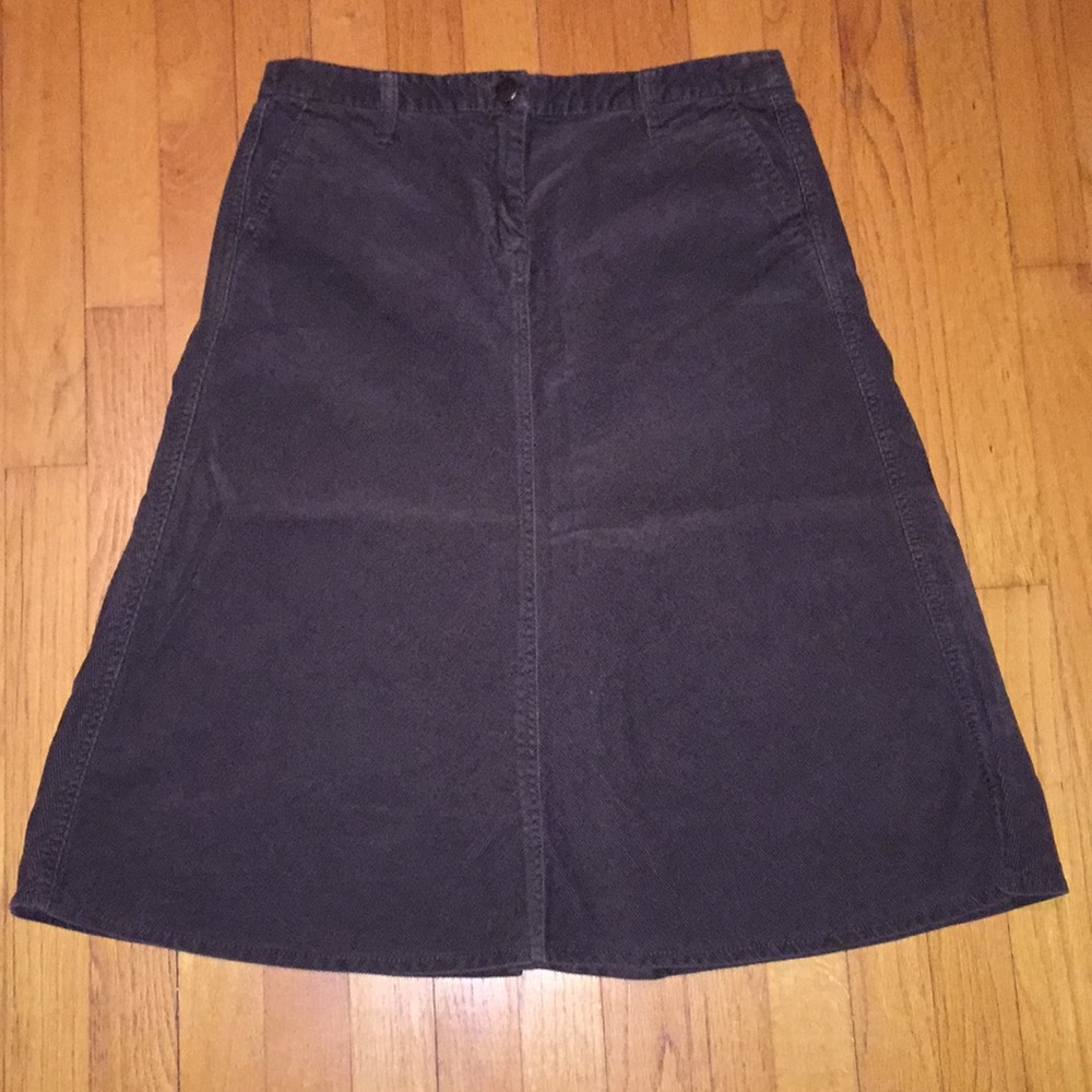 J. Crew Brown Cord A Line Modest Skirt No Slits